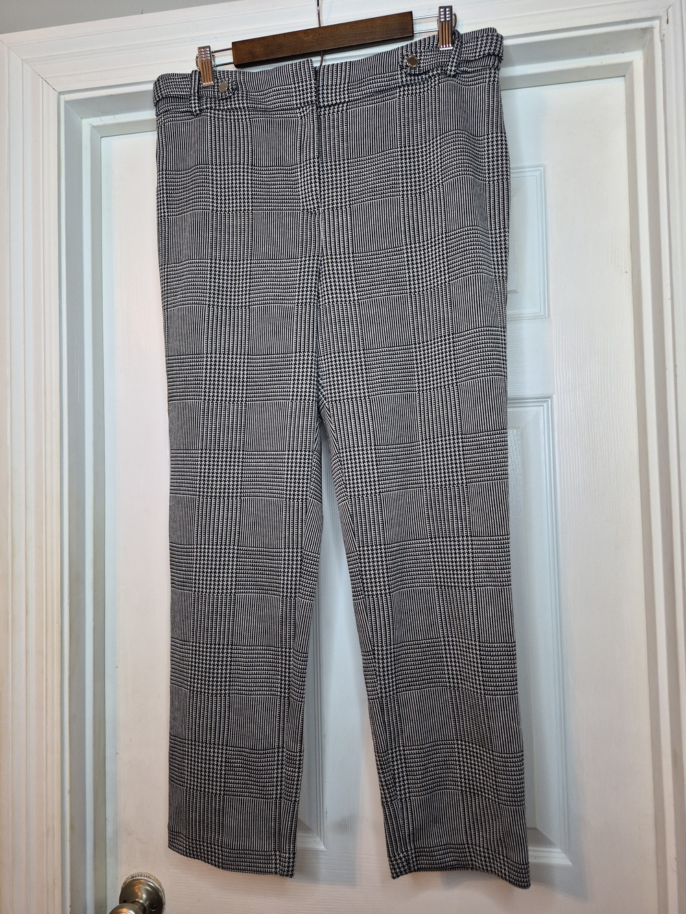 Calvin Klein Black & White Plaid Houndstooth Knit Dress Pants 14